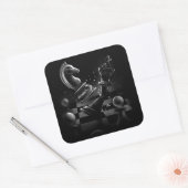 Dramatische Chess Monochrom Vierkante Sticker (Envelop)
