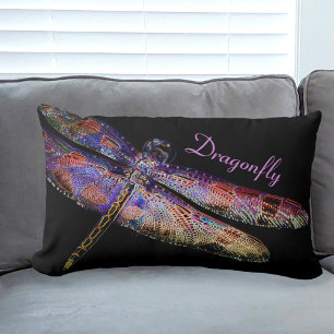 Dramatische dragonfly in Magische multi-kleuren Kussen