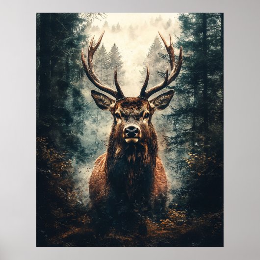 Dramatische elanden in de Bossen Poster (Voorkant)