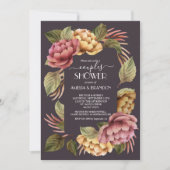 Dramatische Floral Couples Wedding Shower Invitati Kaart (Voorkant)