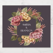 Dramatische Floral Wedding Sparkling Wijnetiket (Enkel label)