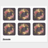 Dramatische Floral Wedding Vierkante Sticker (Vel)
