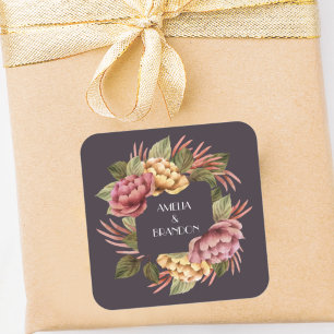 Dramatische Floral Wedding Vierkante Sticker