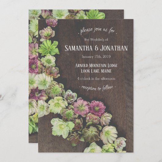 DRAMATISCHE Garden Hellebore Weddenschap-uitnodigi Kaart (Voorkant / Achterkant)