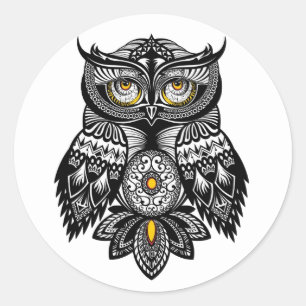 Dramatische Gedistilleerde Uil Envelop Afdichtinge Ronde Sticker