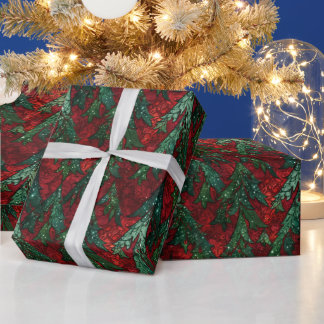 Dramatische gotische rode en groene glinsterende k cadeaupapier