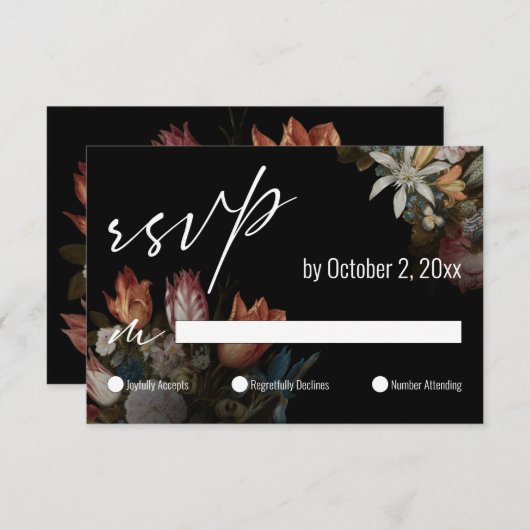 Dramatische, humeurige Hollandse meesters tulpen i RSVP Kaartje (Voorkant / Achterkant)