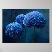 Dramatische Krachtige Blauwe Hortensia Bloem Botan Poster (Voorkant)