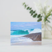 Dramatische kust reusachtige golven kliffen oceaan briefkaart (Staand voorkant)