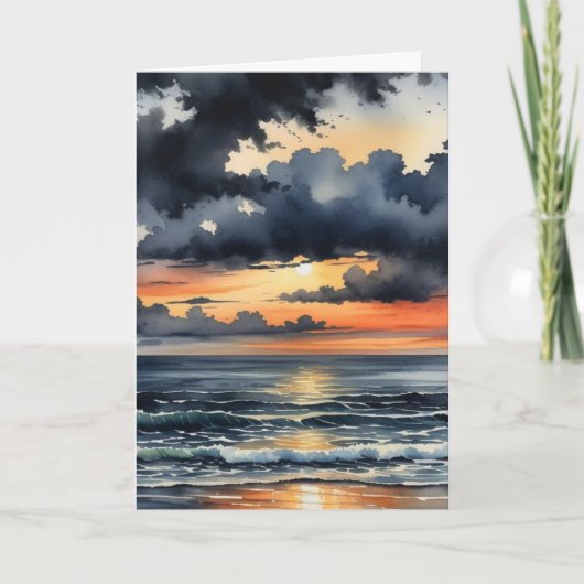 Dramatische kustzonsondergang blanco kaart (Voorkant)