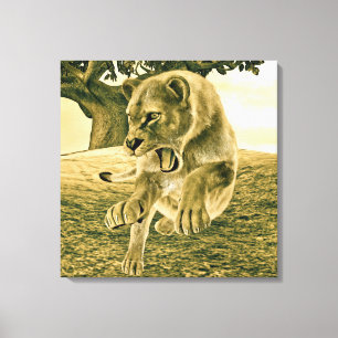 Dramatische Leeuwin Safari Natuur Kunst Canvas Afdruk