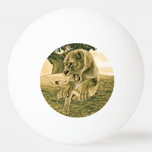 Dramatische Leeuwin Safari Natuur Kunst Pingpongballen