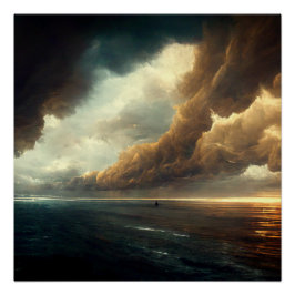 Dramatische lucht boven het oceaanlandschap perfect poster