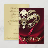 Dramatische Masquerade Rode RSVP Uitnodiging (Voorkant / Achterkant)