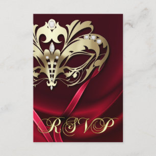 Dramatische Masquerade Rode RSVP Uitnodiging