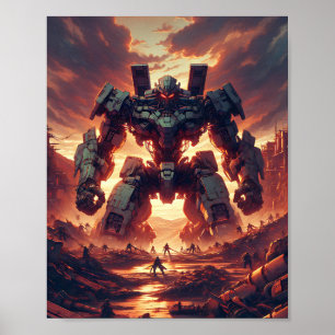 Dramatische Mecha Standoff - AI-gegenereerde oorlo Poster
