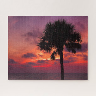 Dramatische palmboom zonsondergang in Naples, Flor Legpuzzel