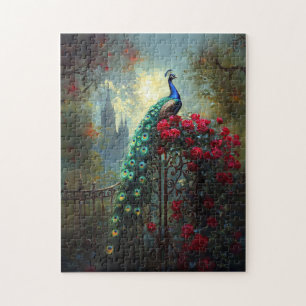 Dramatische Peacock Red Roses Gothic Legpuzzel