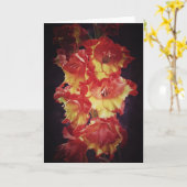 Dramatische Red Gold Gladiolus Flowers Art Note Ka Kaart (Gele Bloem)