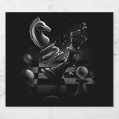 Dramatische schaakstrijd - Ridder vs. Paard Likeurfles Etiket (Enkel label)