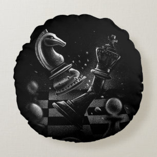 Dramatische schaakstrijd - Ridder vs. Paard Rond Kussen