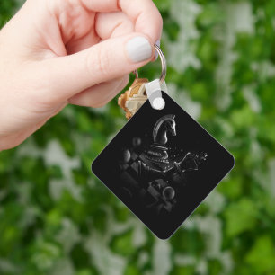 Dramatische schaakstrijd - Ridder vs. Paard Sleutelhanger