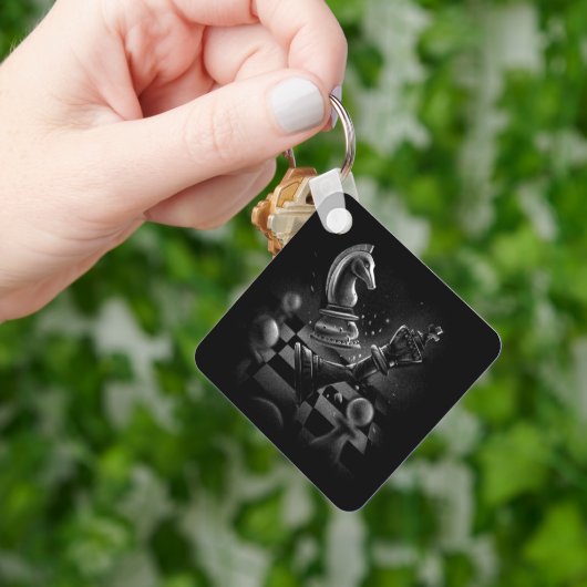 Dramatische schaakstrijd - Ridder vs. Paard Sleutelhanger (Hand)