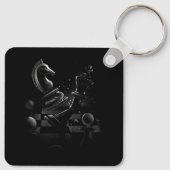 Dramatische schaakstrijd - Ridder vs. Paard Sleutelhanger (Achterkant)