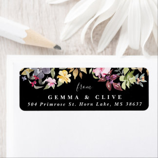 Dramatische Waterverf Florals Wedding Return-adres Etiket