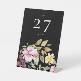Dramatische Waterverf Florals Wedding Table Reclamebord Met Voetstuk