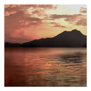 Dramatische zonsondergang in het landschappelijke  perfect poster