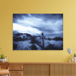 Dramatische zonsondergang, strand, zandduinen / Ni Canvas Afdruk