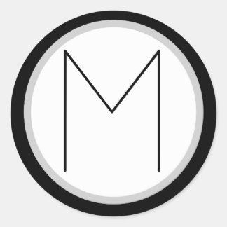 Dramatische Zwart/wit Monogrammed M Ronde Sticker