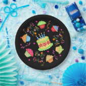 Dramatische zwarte cupcakes en Cake Happy Birthday Papieren Bordje (Feest)