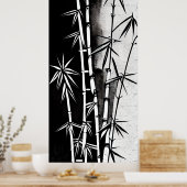 Dramatische zwarte en witte moderne bamboe poster (Keuken)