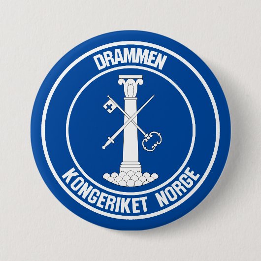 Drammen Round Emblem Ronde Button 7,6 Cm (Voorkant)