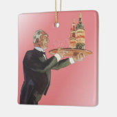 dranken, Butler Serving Wine op lade Keramisch Ornament (Links)