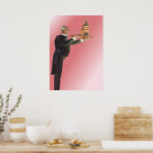  dranken, Butler Serving Wine op lade Poster (Keuken)