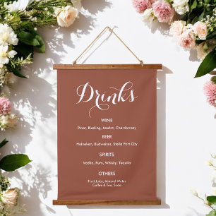 Drankenmenu Trouw Bruinoranje Wit Hangend Wandkleed