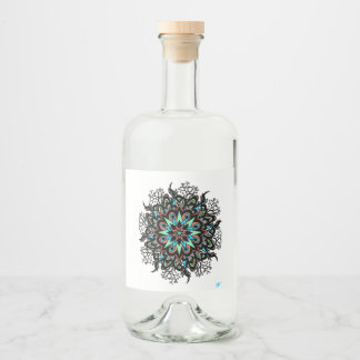 Drankfles Etiket van het voedsel label mandala