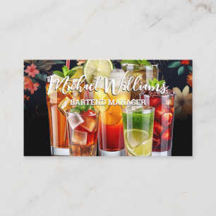 Drankjes assorti Mix Bloemige achtergrond Visitekaartje