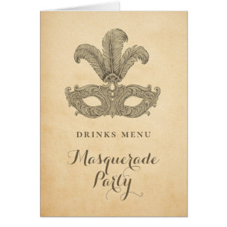Drankjes en cocktailmenu kaart voor Masqueradefees