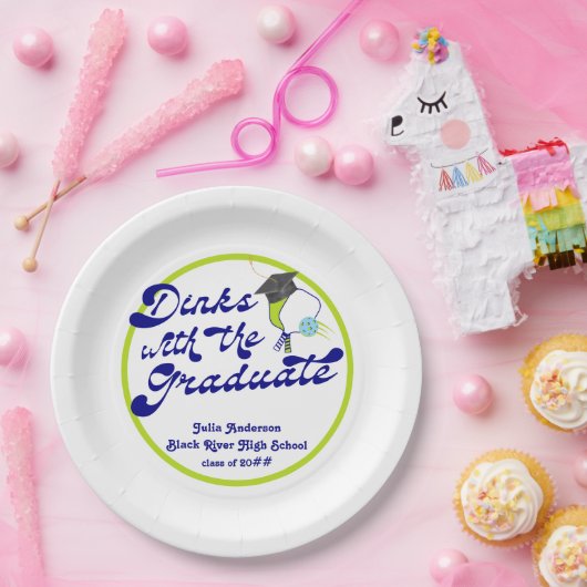 Drankjes met het Afstuderen Pickleball Afstuderen Papieren Bordje (Feest)