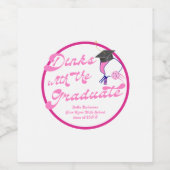 Drankjes met het Afstuderen Pink Pickleball Afstud Wijn Etiket (Enkel label)