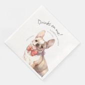 Drankjes Op Mij Franse Bulldog Aquarel Plezierige Servet (Hoek)