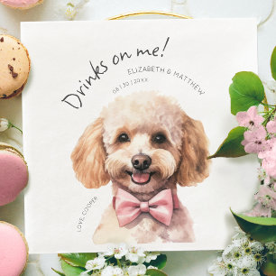 Drankjes Op Mij Poedel Aquarel Pret Hond Huisdier Servet