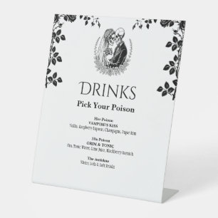 Drankjes Witte Elegante Gotische Skelet Bruiloft Reclamebord Met Voetstuk