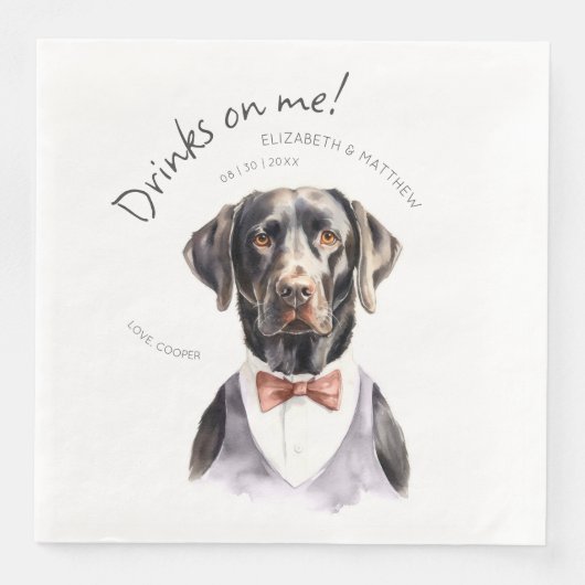 Drankjes Zijn Op Mij Labrador Waterverf Pret Honde Servet (Voorkant)