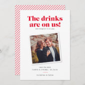 Drankjes Zijn Op Ons Grappige Huwelijk Save the Da Save The Date (Voorkant / Achterkant)