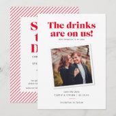 Drankjes Zijn Op Ons Grappige Trouwkaart Save the  Date (Voorkant / Achterkant)